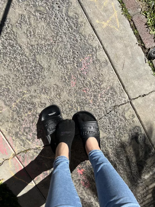 Walking around with my bare socks out!