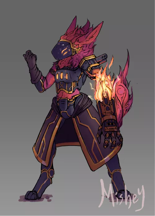 Wanted to do a fantasy take on protogens! 🧙 (by me, @mishey_s on Twitter)