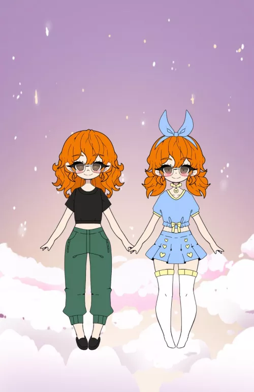 Wanted to join, here's little me vs big me(minus kitty ears)-- What's your favorite color combo? I love blue and yellow.