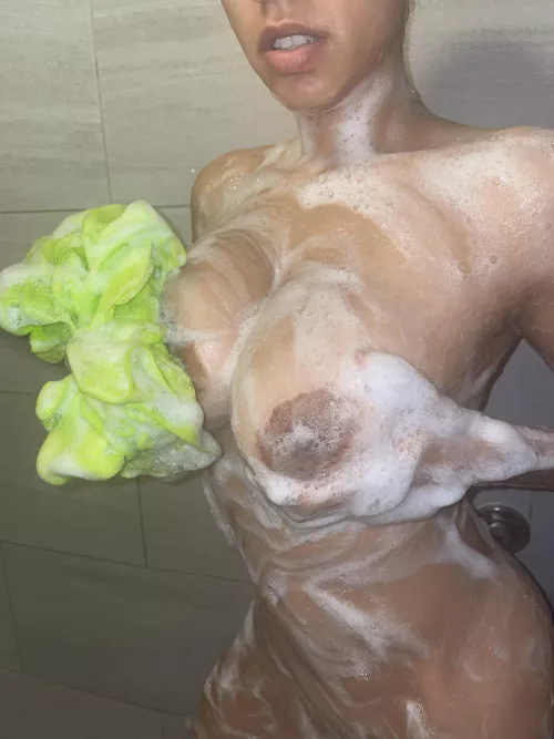 Washing my big tits.
