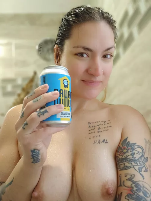 we all love a shower beer and shower boobs!