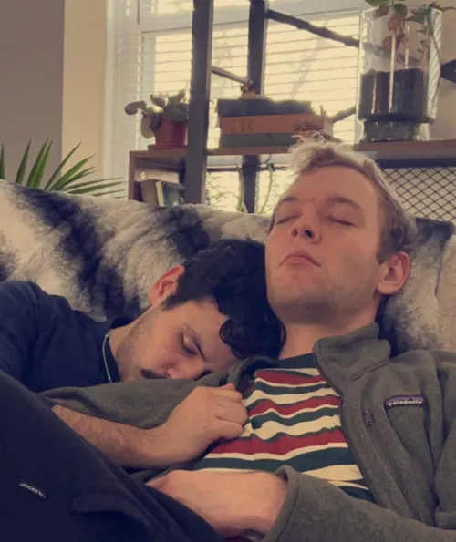 We fell asleep on my couch after brunch and gifts.