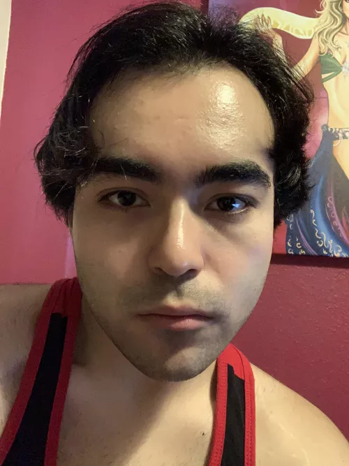 wearing a tank top cuz it’s kinda warm