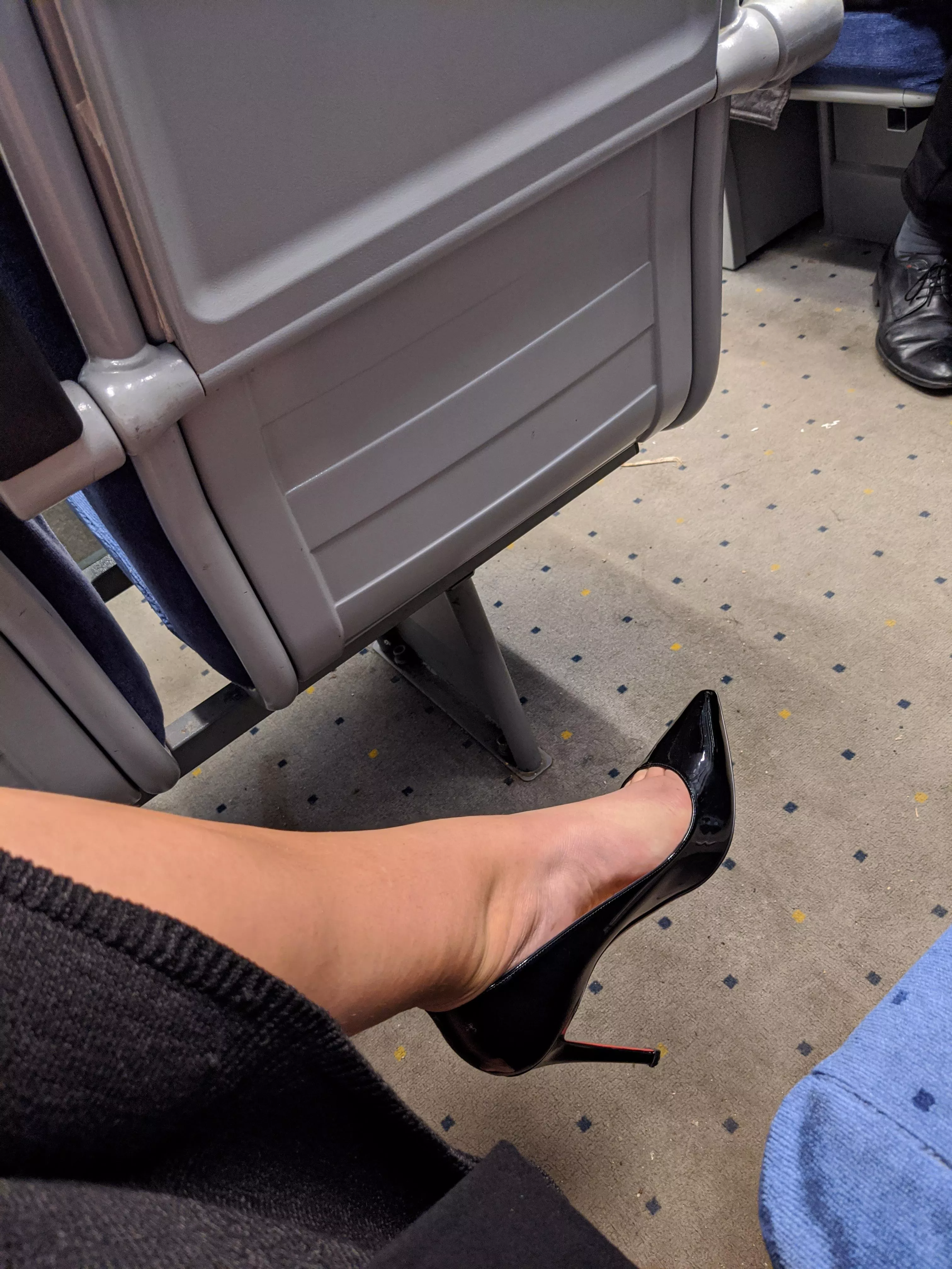Wearing heels on the train Wearing heels on the train