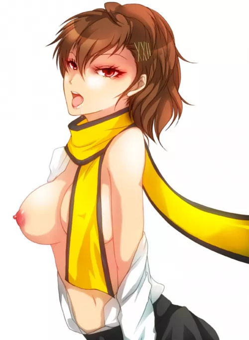 Wearing Ryoji’s scarf (dirty69star)