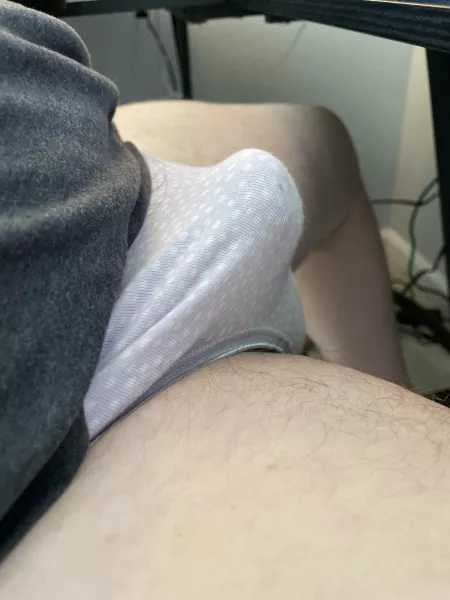 Wearing the wife’s panties while on zoom