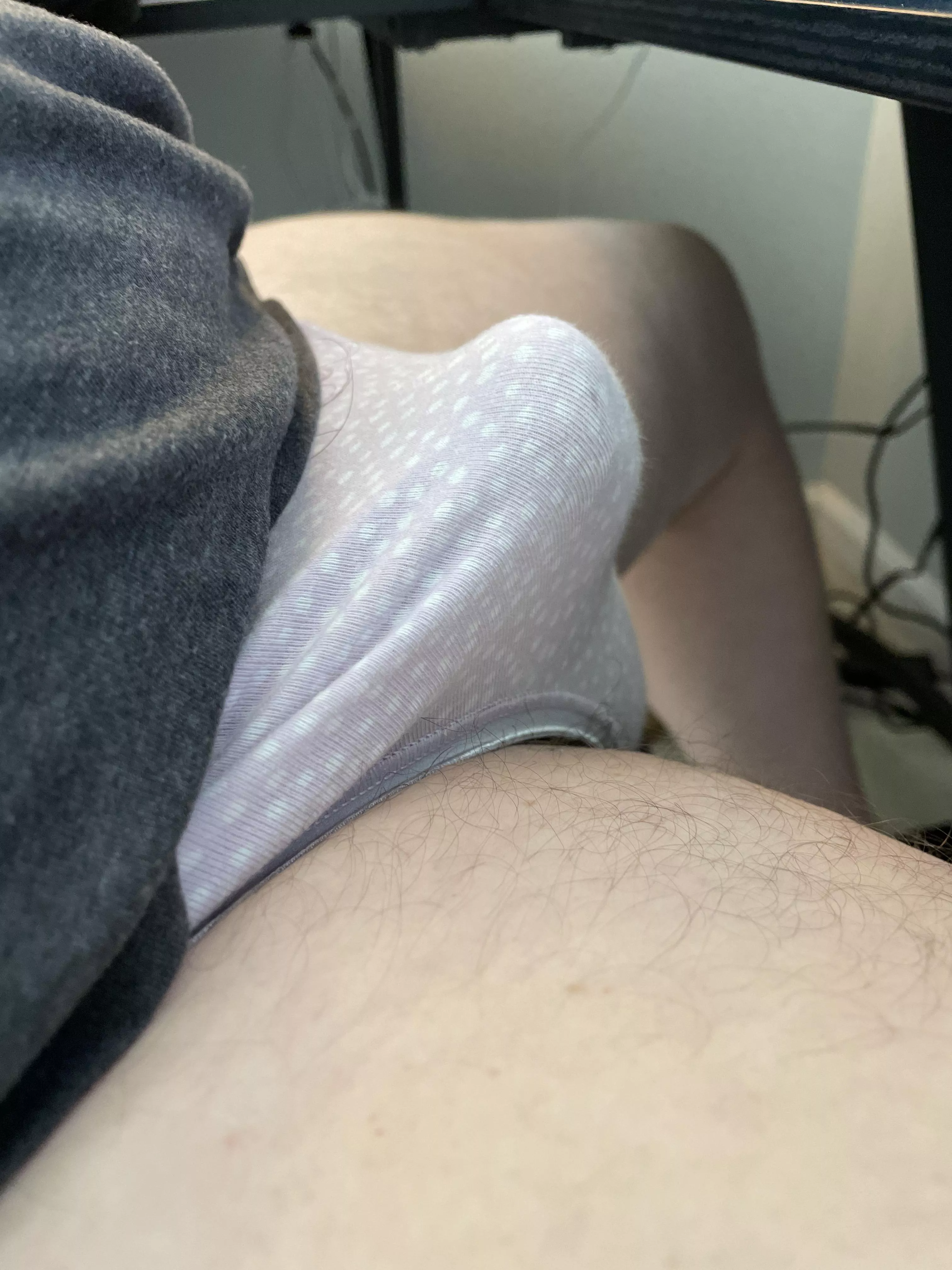 Wearing the wife’s panties while on zoom