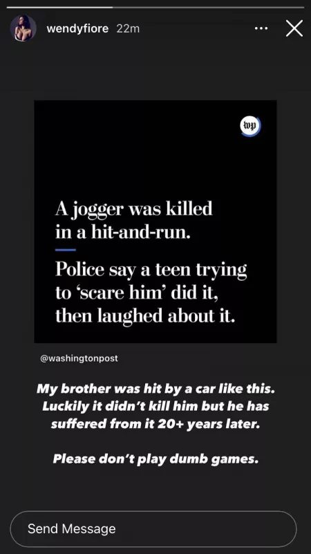 Wendy Fiore confirming she has a sibling