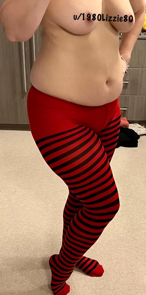 What do you think of my red and black strip tights? All my other tights are black or nude ๐ What do you think of my red and black strip tights? All my other tights are black or nude ๐