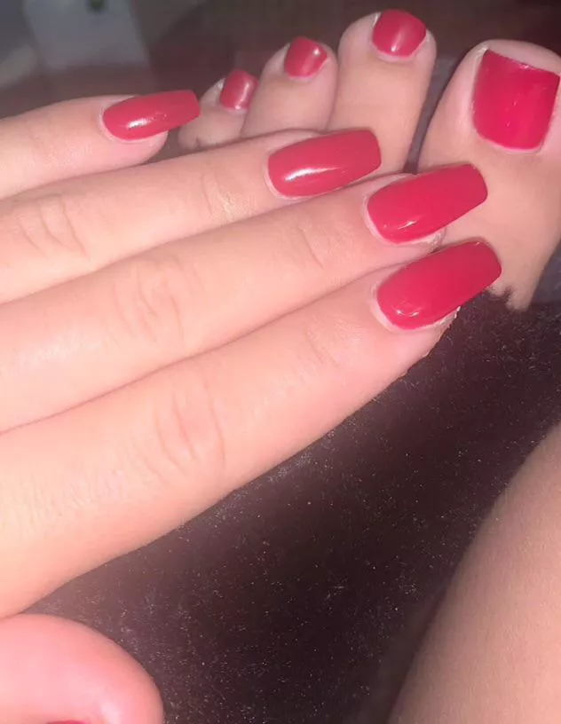 What do you think of my red set? They’d look better wrapped around your cock...
