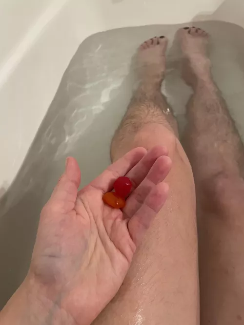 What my self care looks like today: soaking in a bath and fruit snacks. What my self care looks like today: soaking in a bath and fruit snacks.