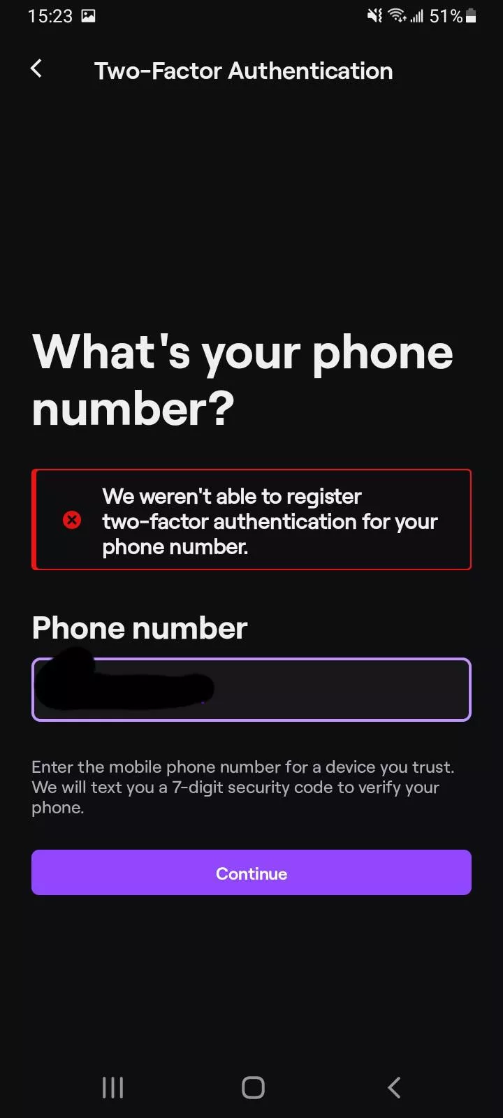 what's going wrong? I put in my right phone number