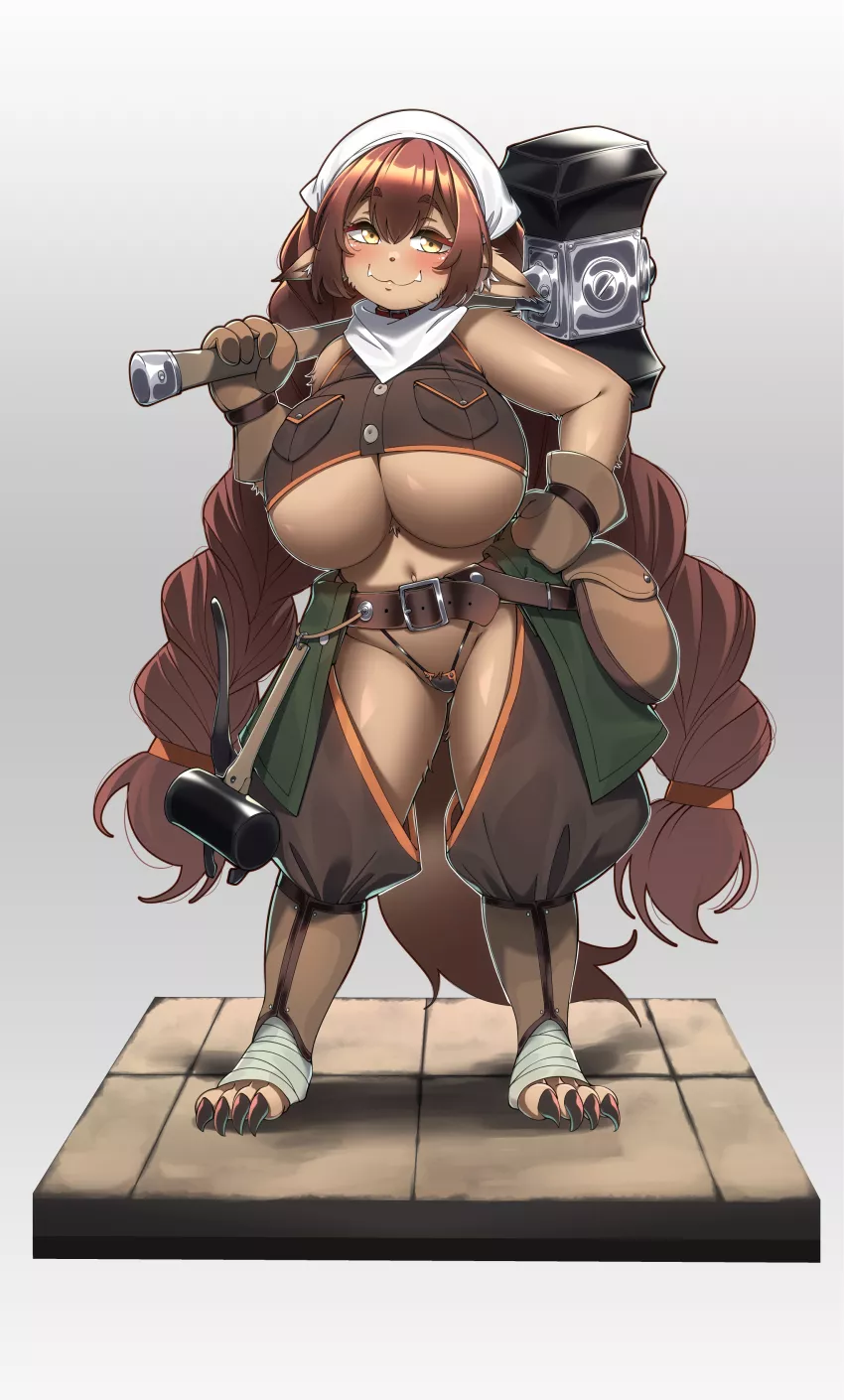 Whats good is a journey through a fantasy world if you don't have some muscle? Someone who can give more than they can get? Well luckily you found just that girl. Shes short, a spit fire, loves to throwdown as well as drink, and good at smithing. Worth 