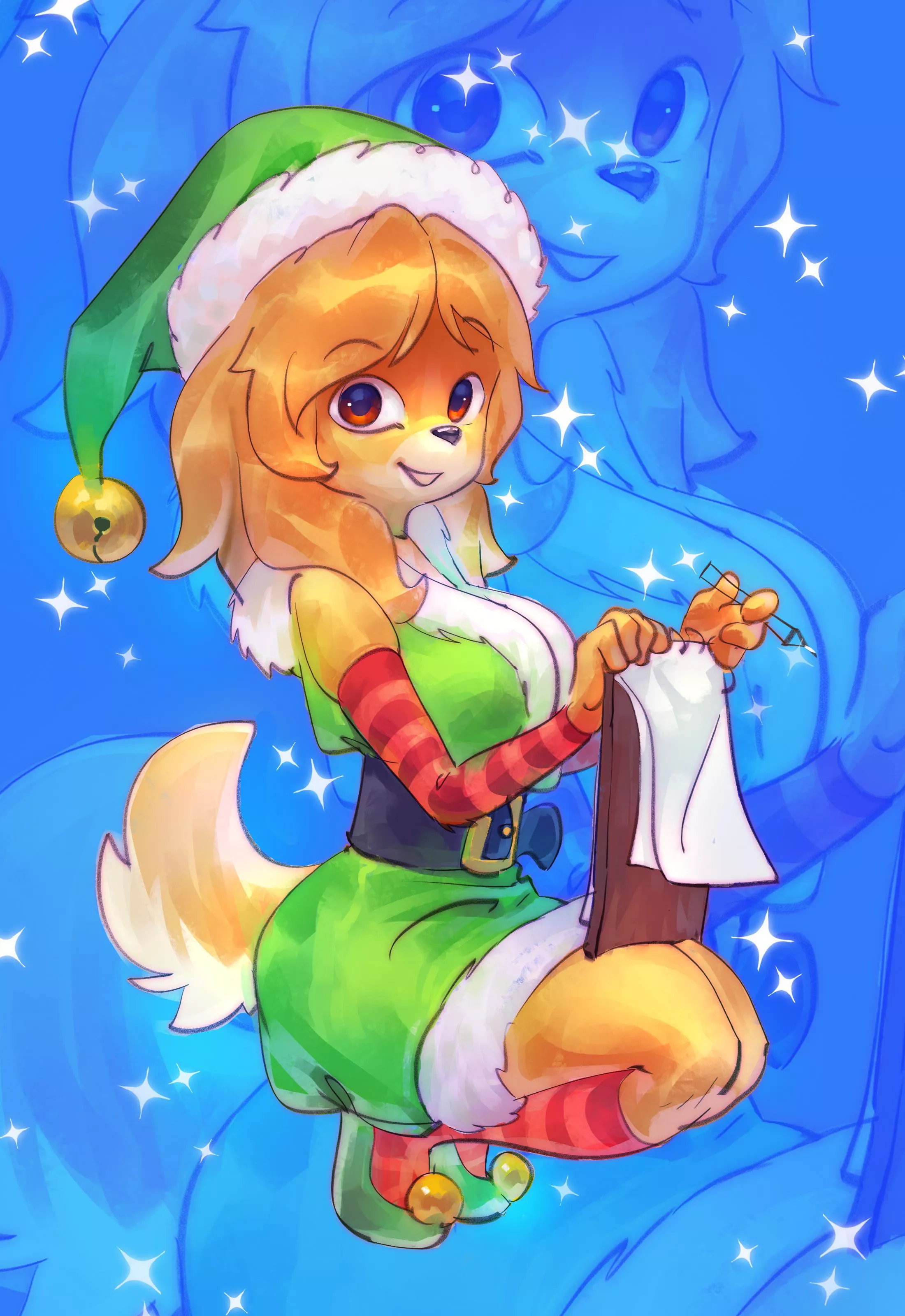 What's your wish? Finished client commission for this lovely little santa helper (Isabelle from animal crossing) My commissions are open starting from $50.