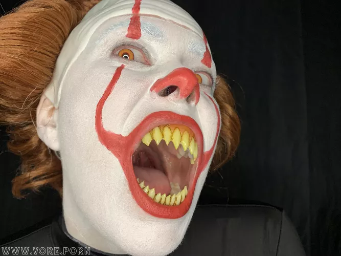 When I think about horror that features characters being devoured by big, intimidating mouths, one particular novel/miniseries/movie and its terrifying clown stand out [OC: WendiVore] [IRL]