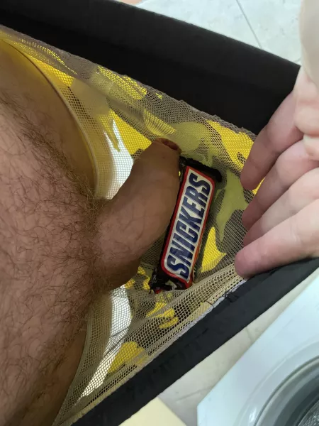 When I was a kid I thought that it’s impossible to beat snickers… But now even this flaccid in shorts looks much bigger..