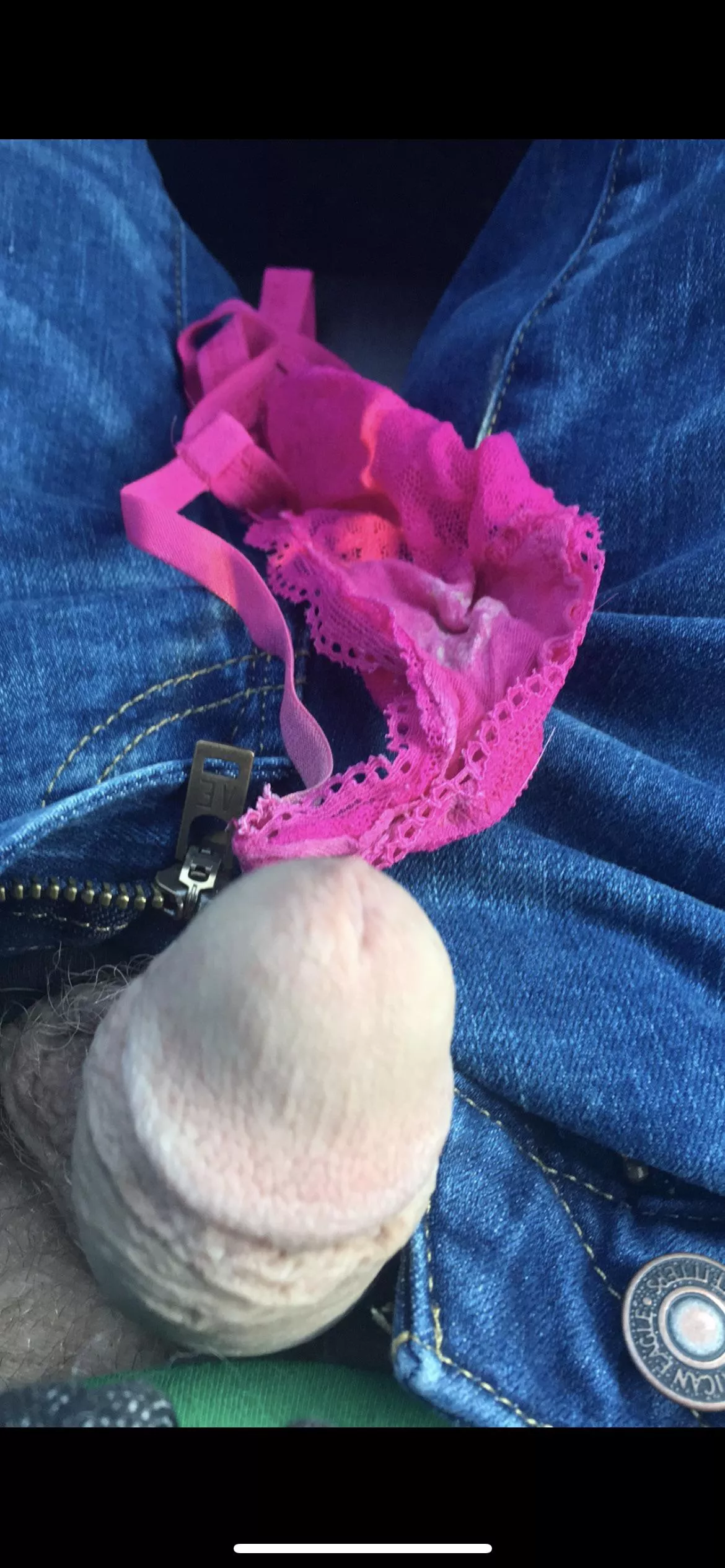 When you gotta get away from a house full of guests but you take the panties you found in the bathroom with you….k I k is in other posts.