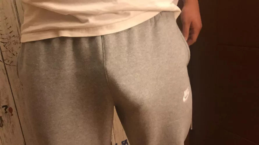 Where you shouldn't focus while talking to someone wearing gray sweatpants. Or should you? Where you shouldn't focus while talking to someone wearing gray sweatpants. Or should you?