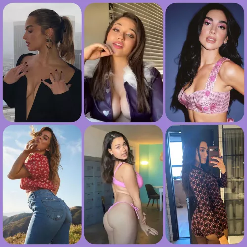Which babe is getting your load? Addison Rae, Sofia Gomez or Dua Lipa Which babe is getting your load? Addison Rae, Sofia Gomez or Dua Lipa