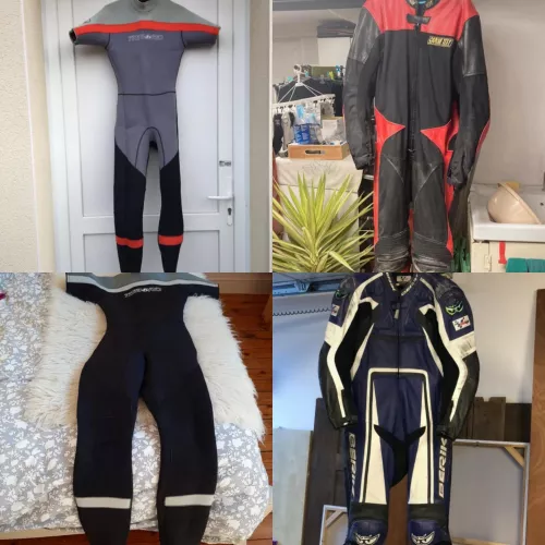 Which kind of suit for getting muddy? Swimsuit or bike leathersuit?