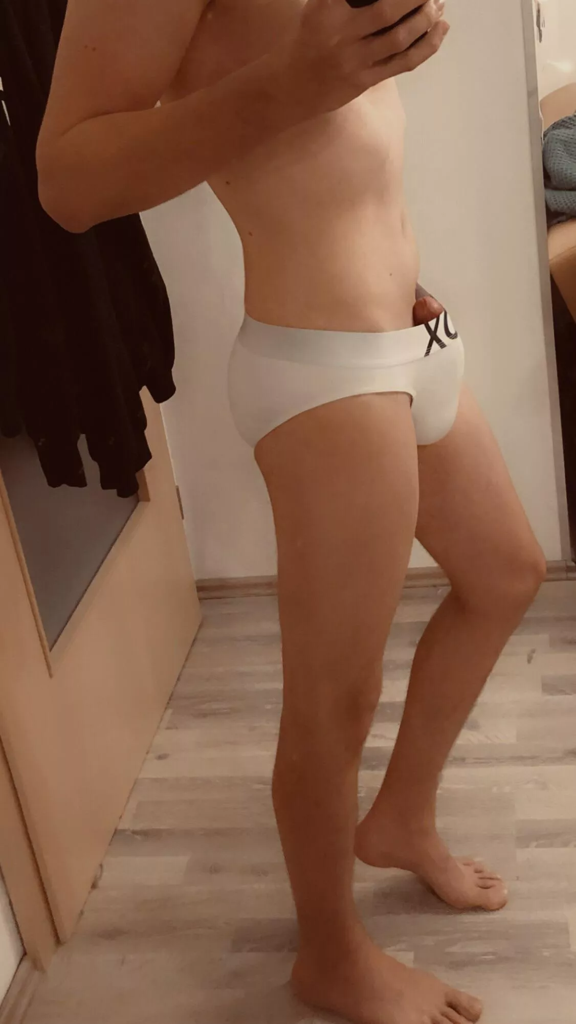White briefs. 😋 maybe a little excited. 🥵