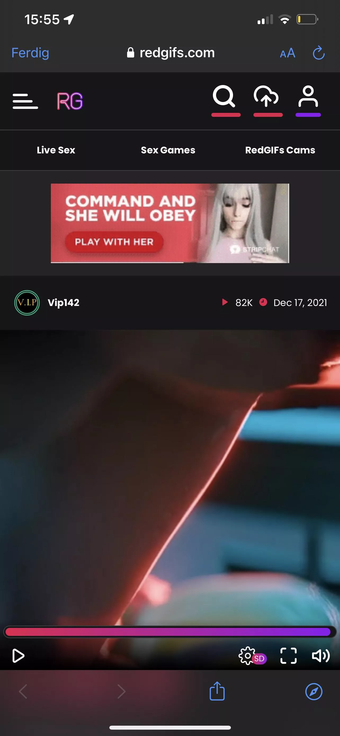 Who is the person on the ad over the video?