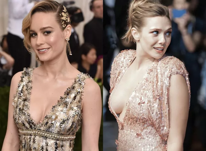 Whose tits do you want to suck more? Brie Larson, Elizabeth Olsen Whose tits do you want to suck more? Brie Larson, Elizabeth Olsen