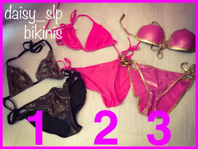 Wich bikini ? The 1 is to daisy’s sister. The 2 is to daisy. The 3 is to daisy’s mother. She will wear it for the next photoshoot #daisy_slp #sissyexposed