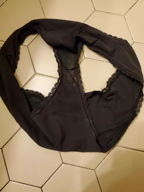 Wife left another pair for me on the bathroom floor. Think I'll just suqesze some precum onto them a few times and leave them there for a day or two before I fully unload on them for her to find.