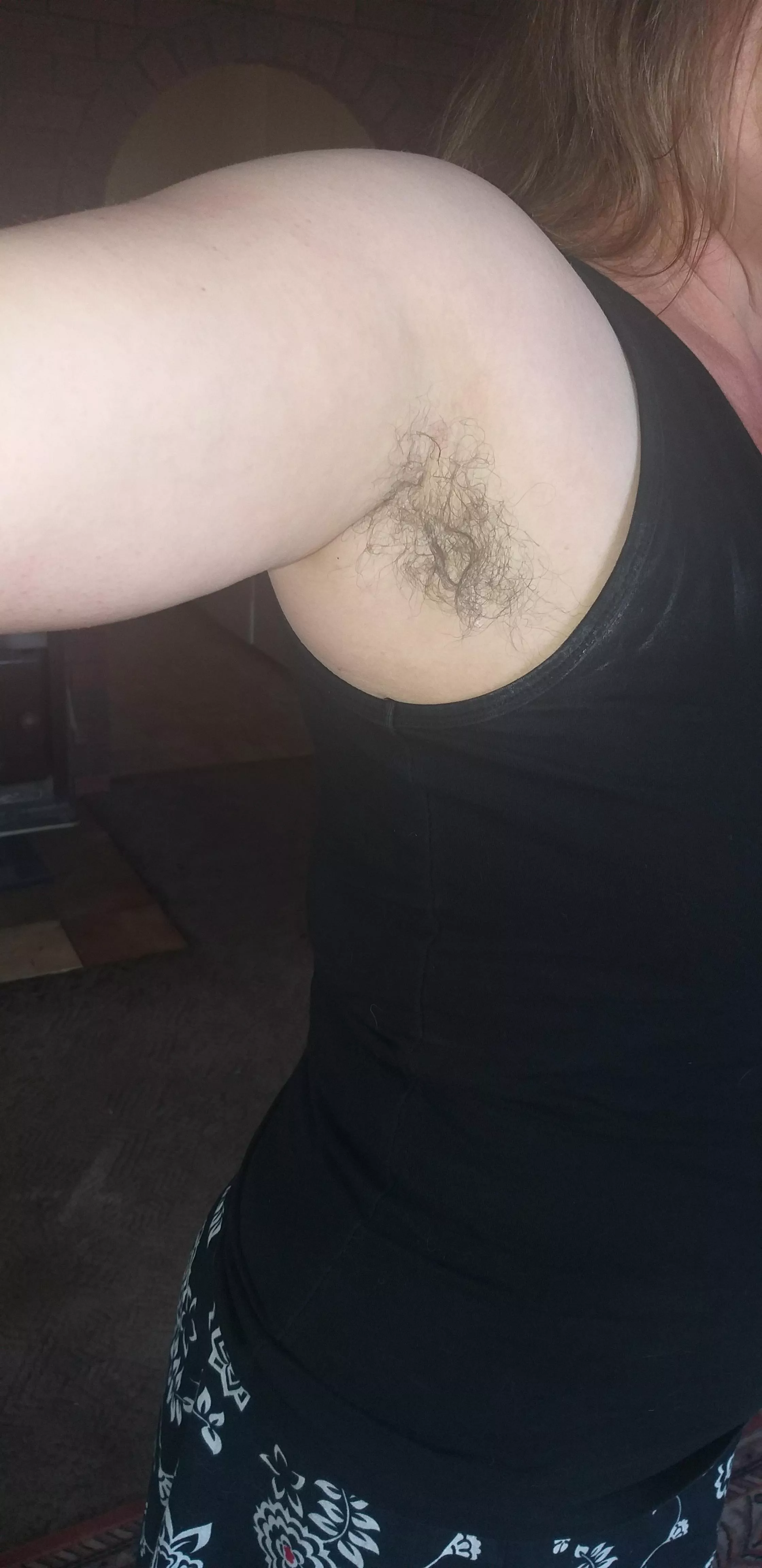 Wife showing off her hairy pits