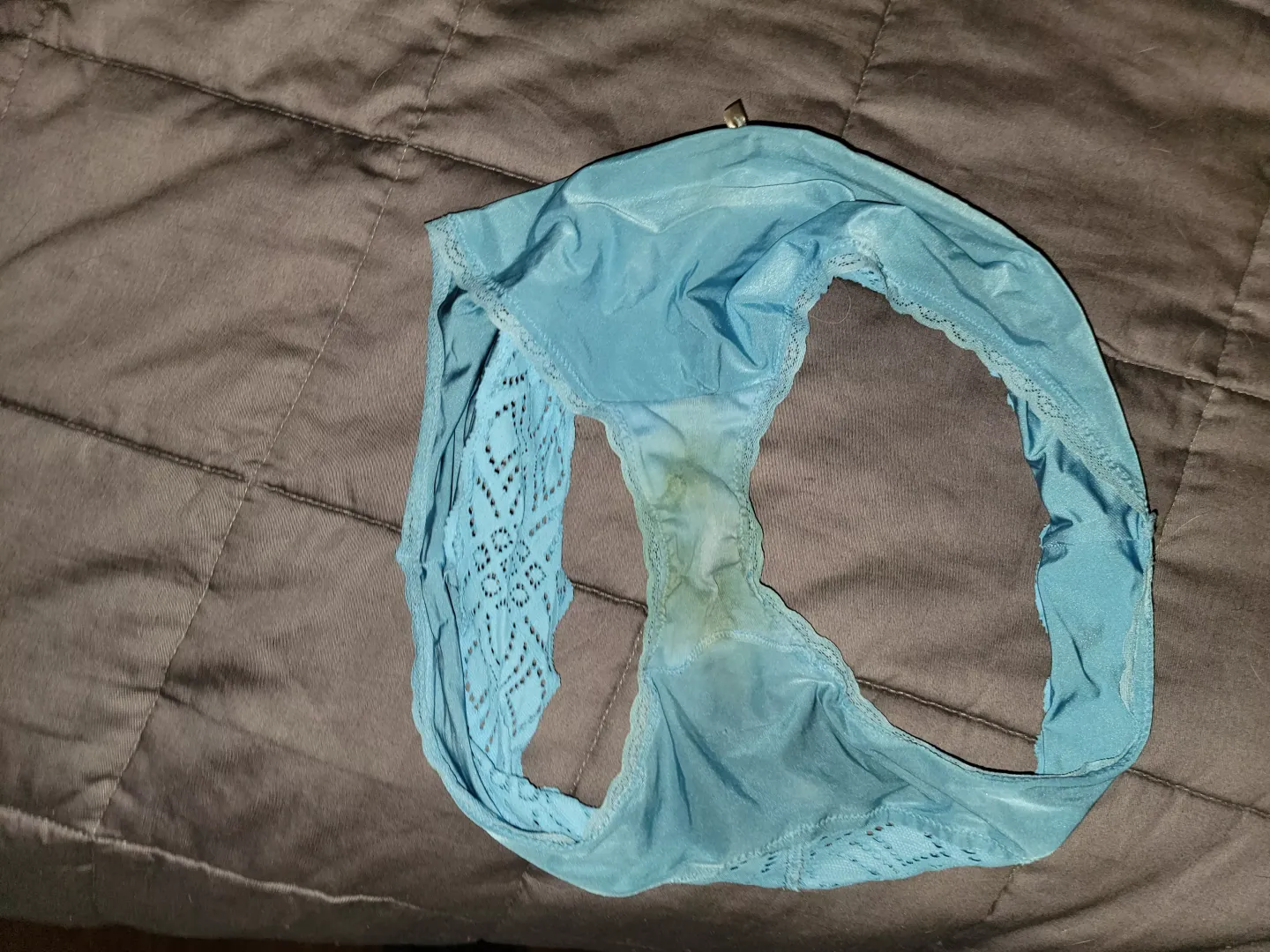 Wife's 3 day wear dirty panties with piss, grool, and sweat