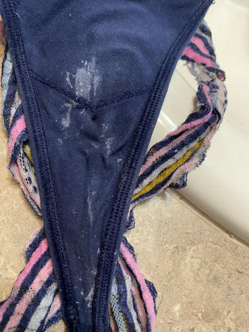 Wife’s panties after I gave her a good cream pie!!!