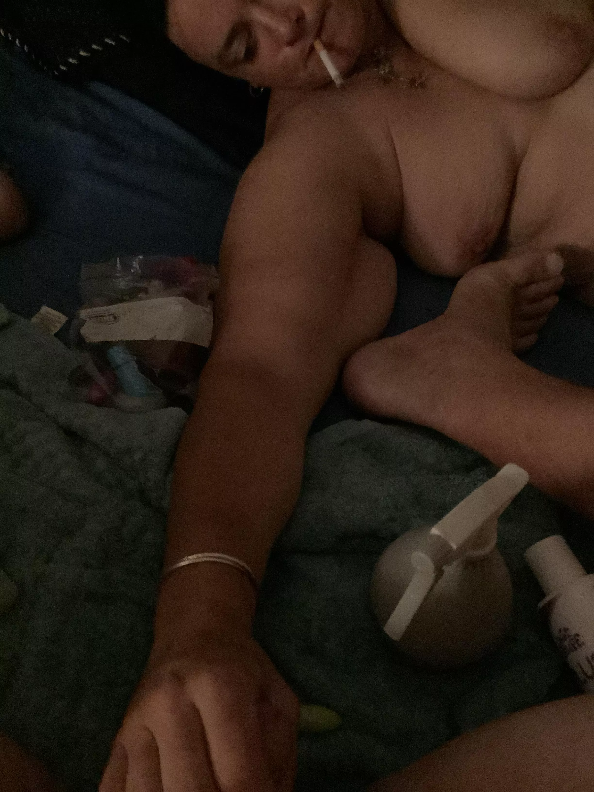 Wifey smoking and jerking me off. Wifey smoking and jerking me off.