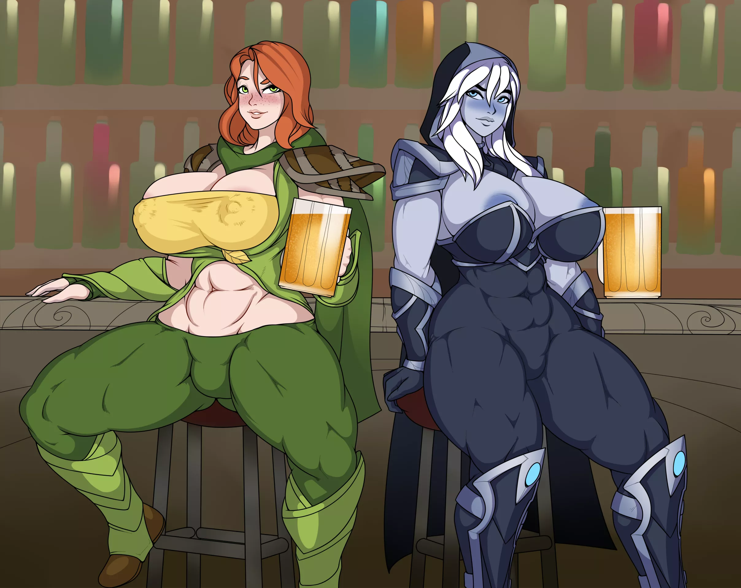 Windranger and Drow at the tavern (Lewdreaper) Windranger and Drow at the tavern (Lewdreaper)