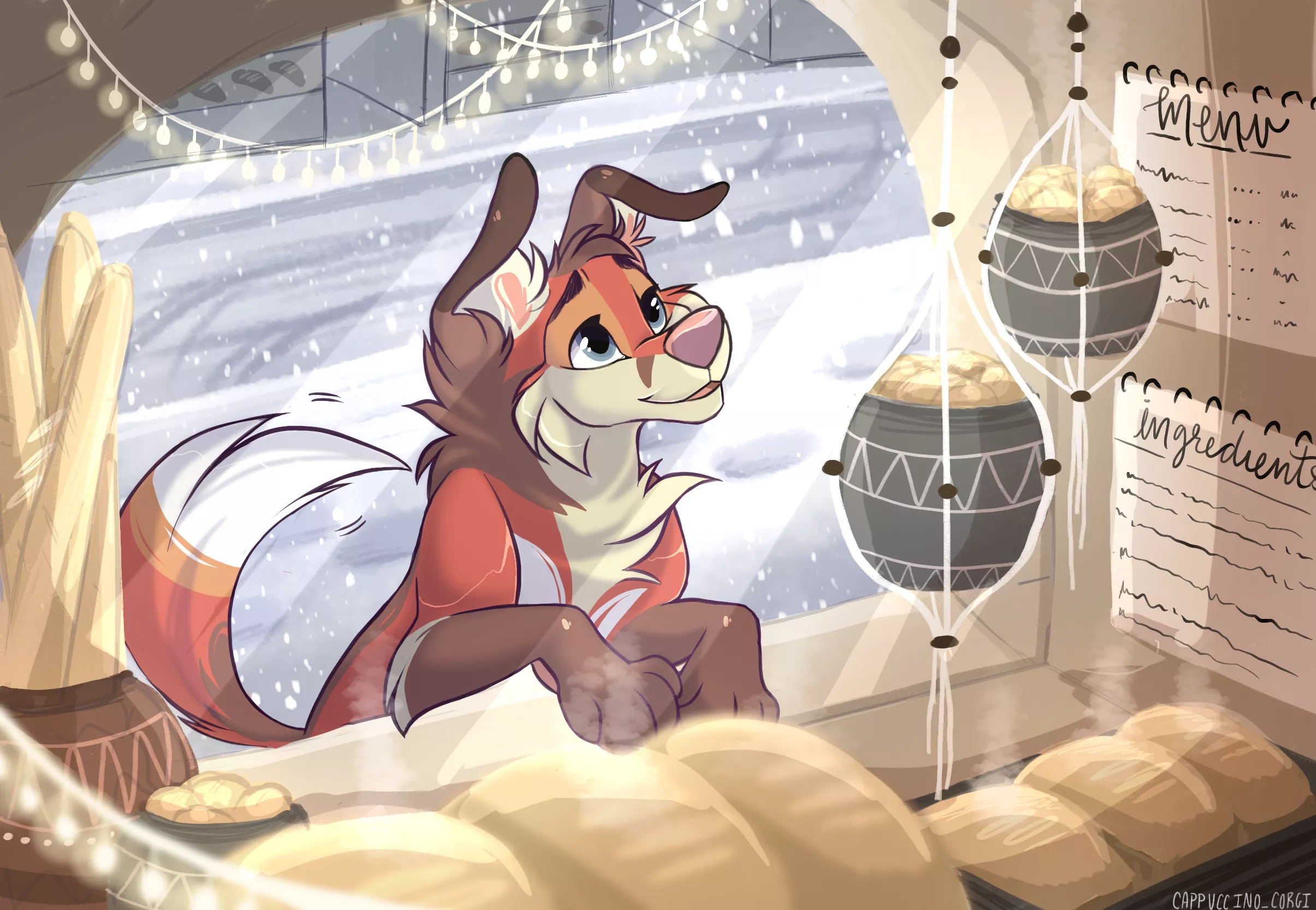 Winter Bakery Scene by @Cappuccino_corgi on Instagram