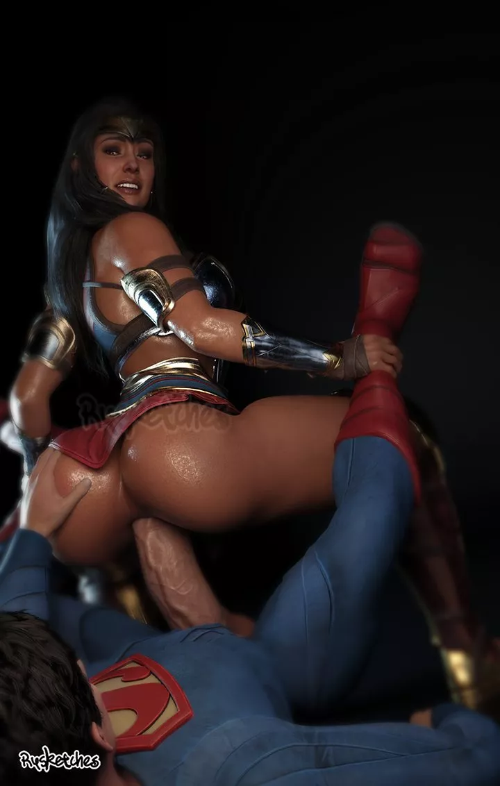 Wonder Woman riding to Superman (Rysketches) [DC Comics]