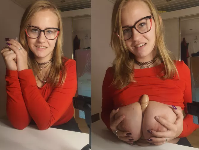 Would you expect this modest girl with glasses to have such big boobs and be obsessed with one thing?