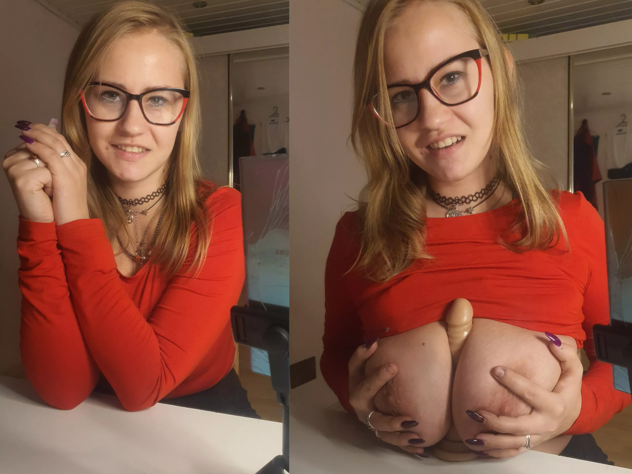 Would you expect this modest girl with glasses to have such big boobs and be obsessed with one thing?