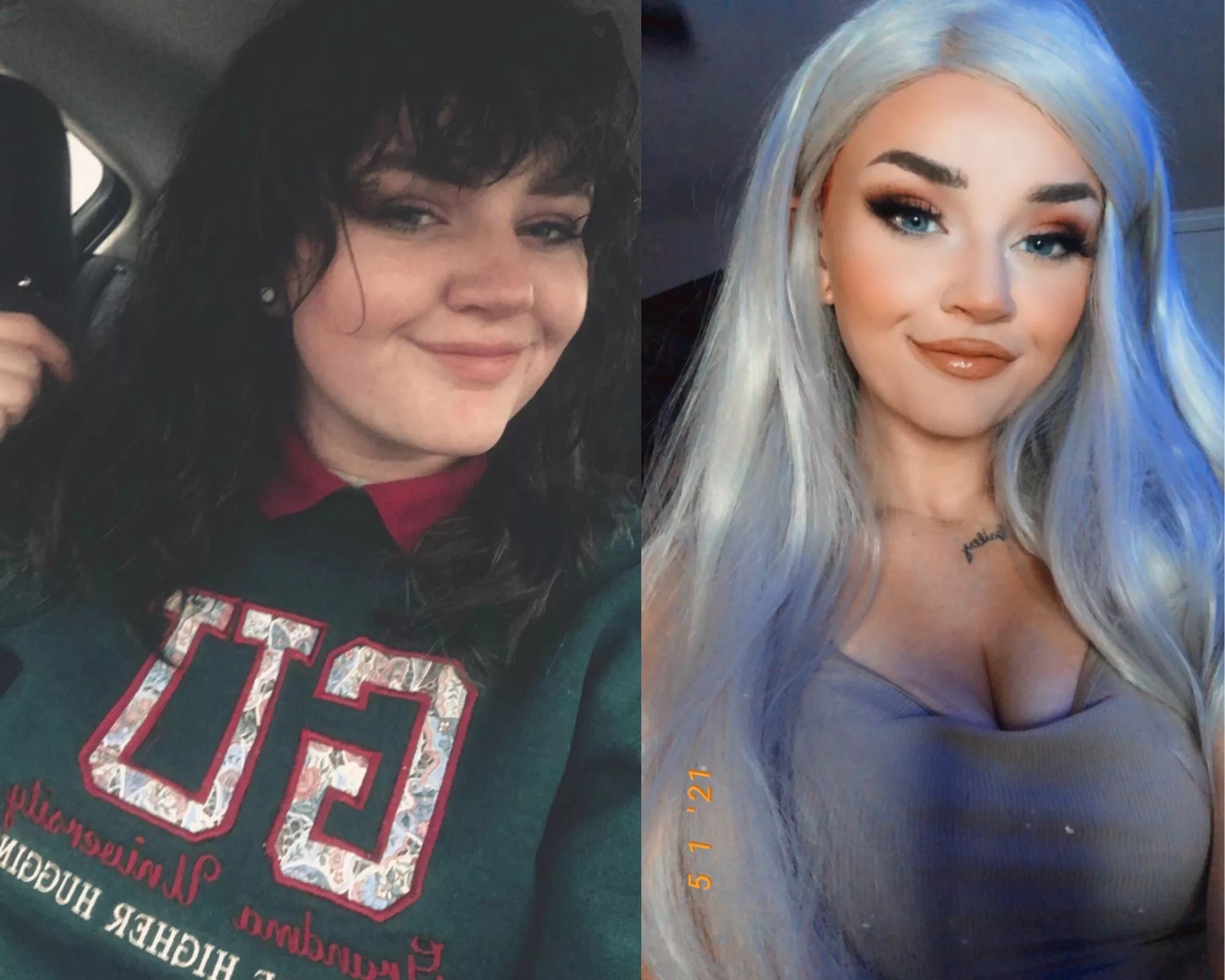Year differenec beofre & after m pretty happy with my journey into becoming the perfect bimbo toy! What else do you think I can improve to help me get there?☺