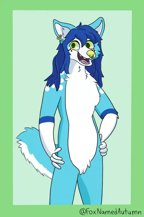 Yet another blue dog? (Fanart for @BlueFolf, by me @FoxNamedAutumn on twitter)
