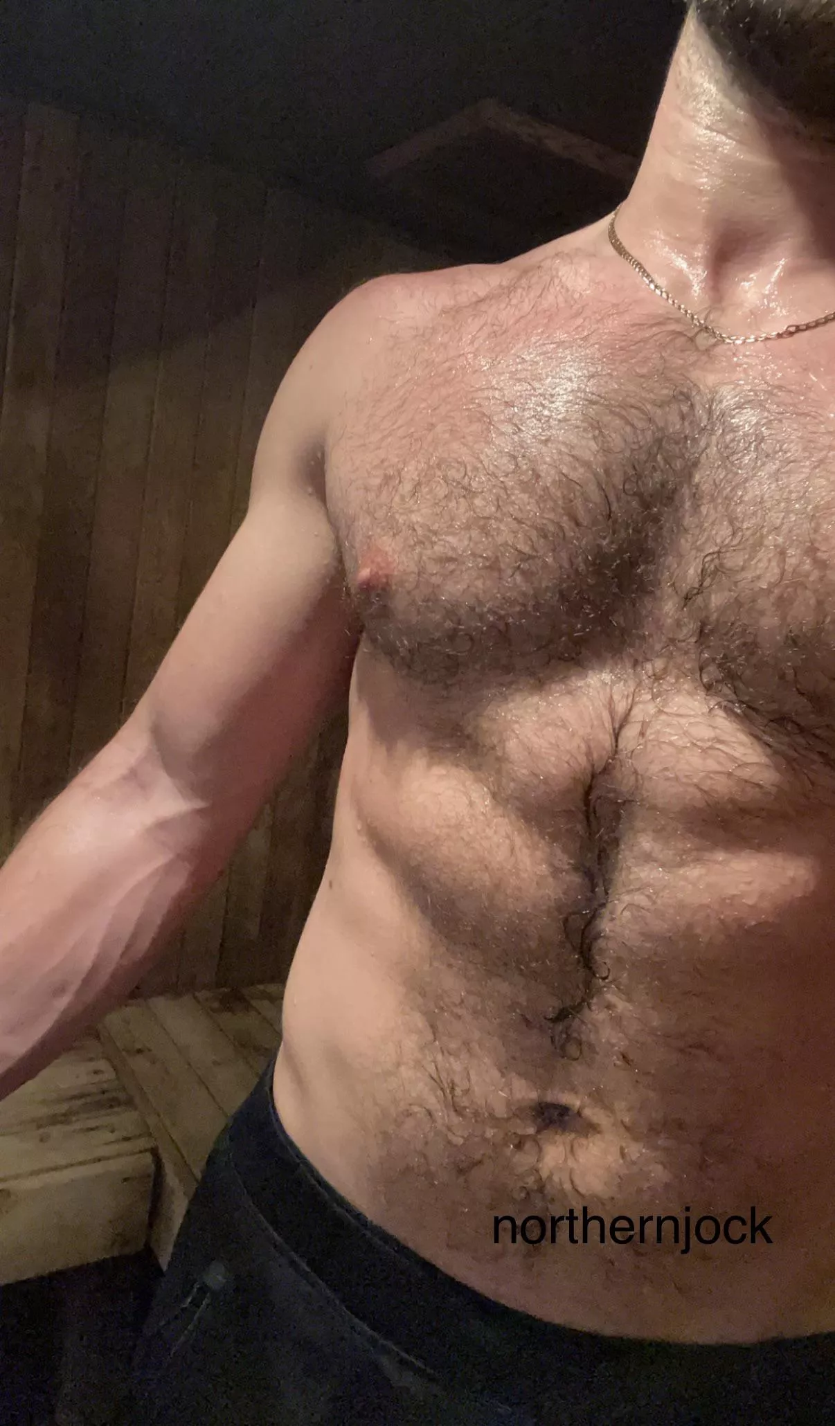 You and your girlfriend walk into the sauna and see this sweaty jock stud. What do you do?