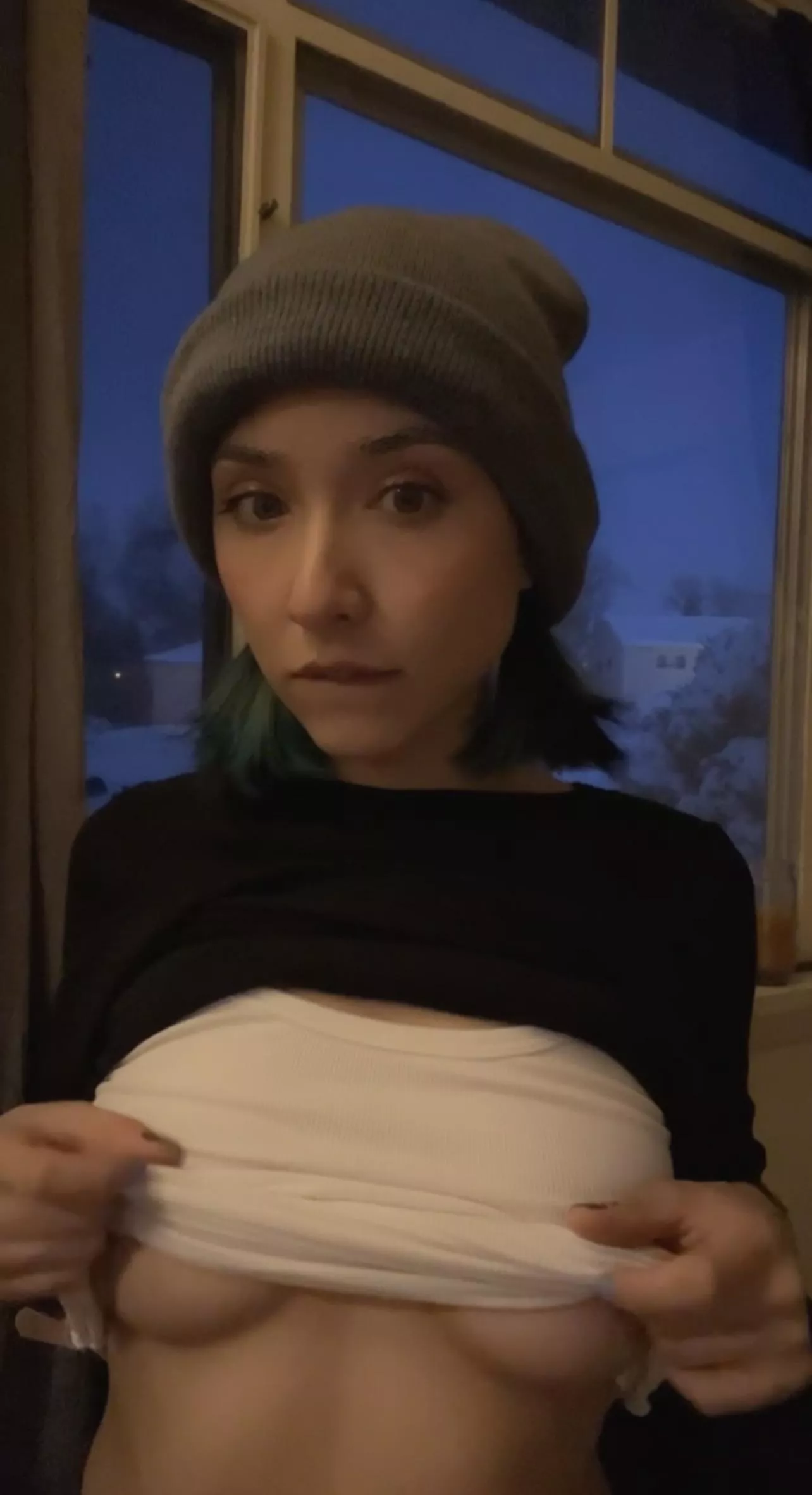 You wanna see this snow bunny take off her shirt?