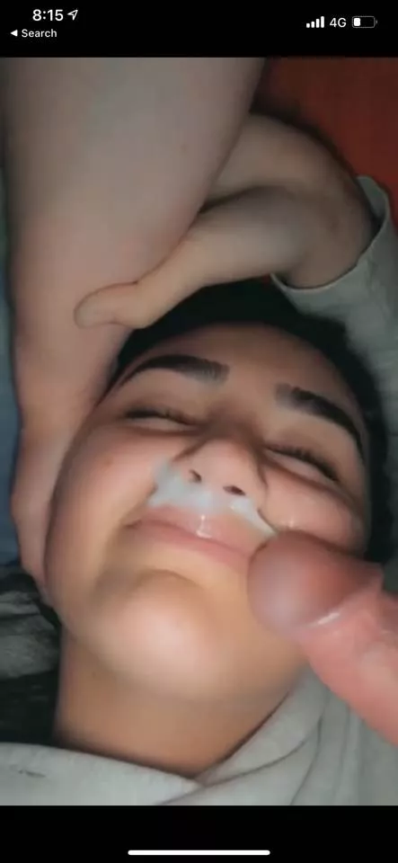 Young slut gets cum mustache Young slut gets cum mustache