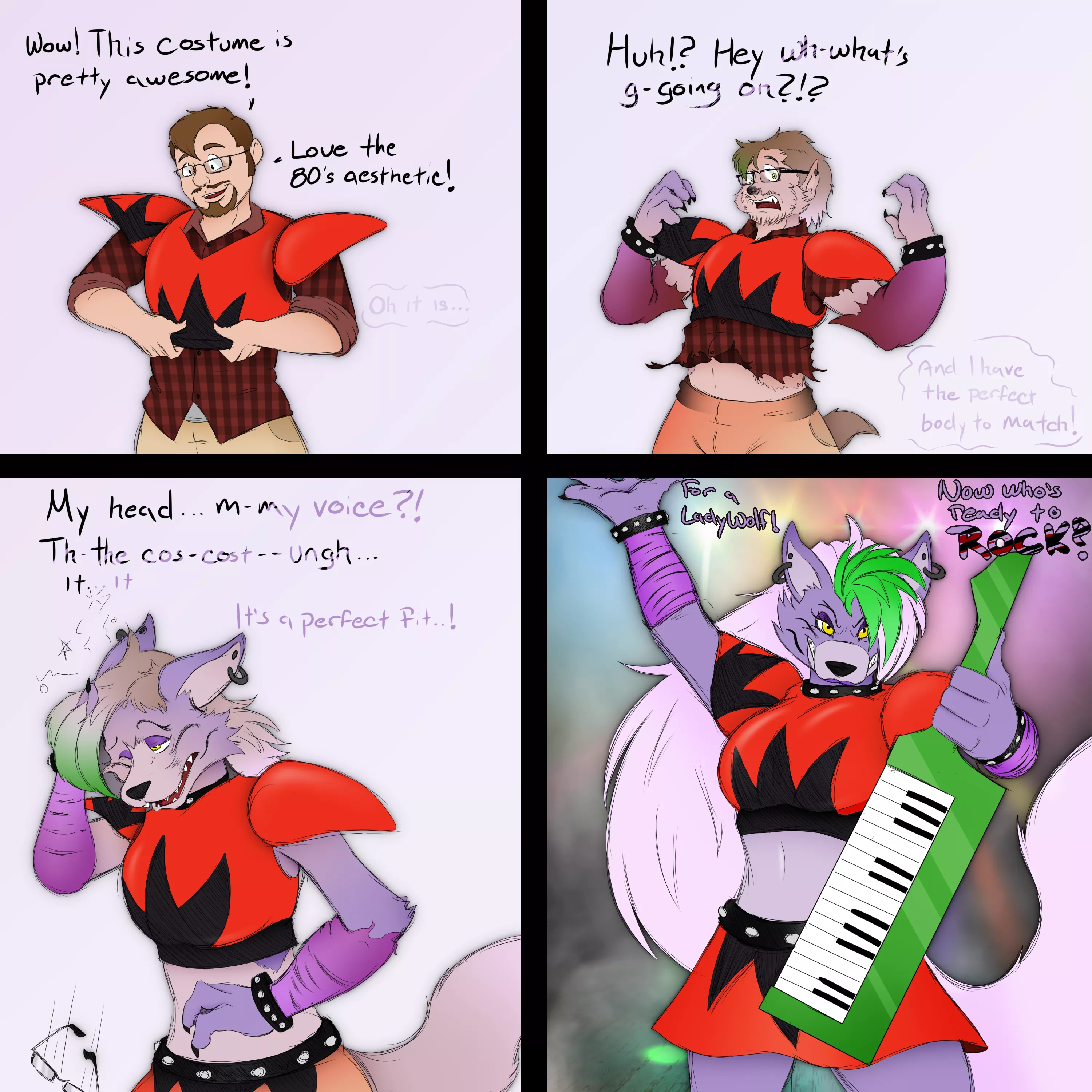 you're an 80's girl - Roxanne TF (Male Human -> Female Animatronic wolf) by AxiomTF