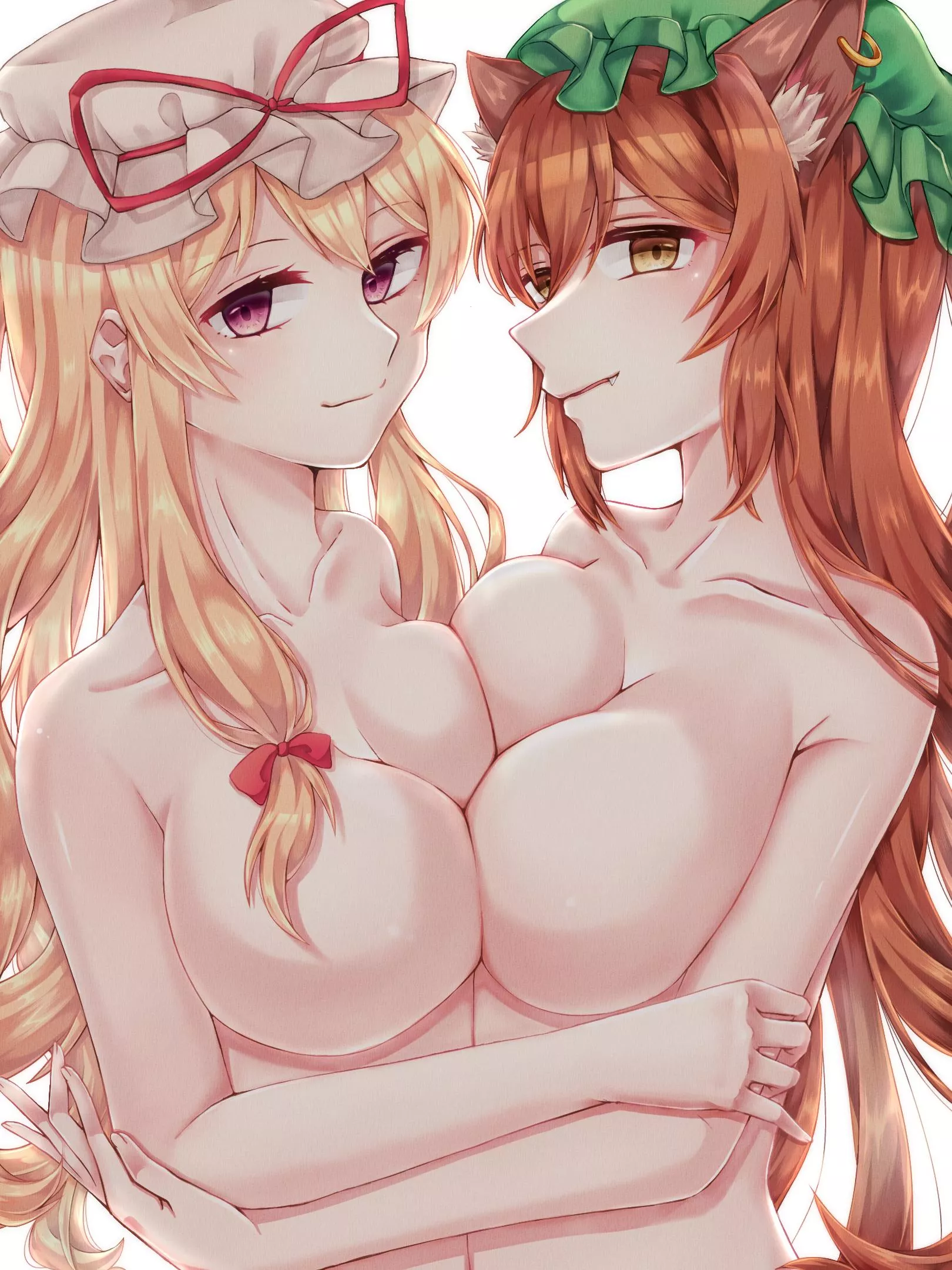 Yukari And Chen Pressing Boobs Ecchi Nudes Touhou Nsfw Nude Pics Org