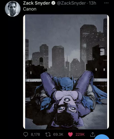 Zack Snyder rightfully believes Batman and Catwoman should be allowed to *do* whatever, and WHOever, they want π¦πββ¬ (I donβt normally post here but I felt this was the most fitting place to share it)