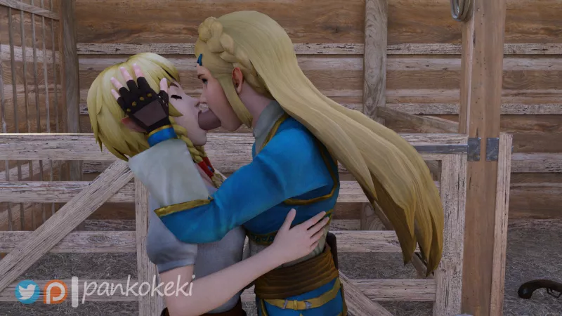 Zelda teaching young Linkle Zelda teaching young Linkle