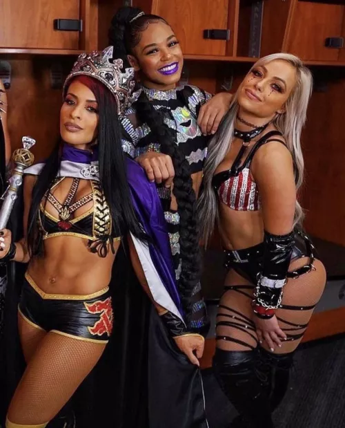 Zelina Vega, Bianca Belair, and Liv Morgan Zelina Vega, Bianca Belair, and Liv Morgan